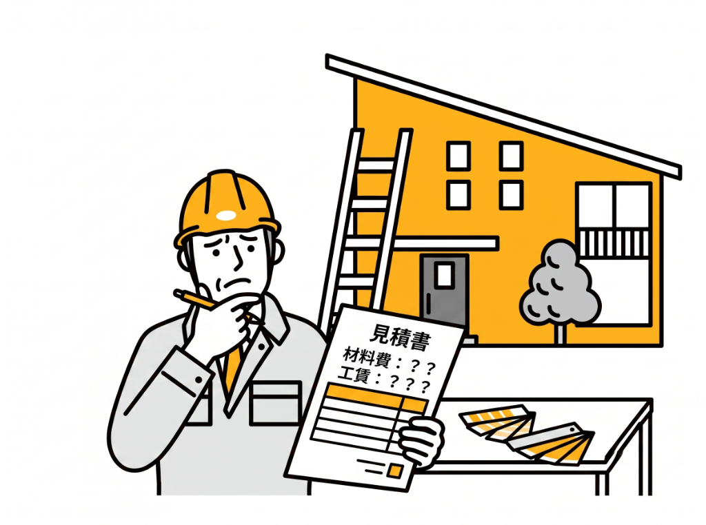 見積書を持ち悩む職人