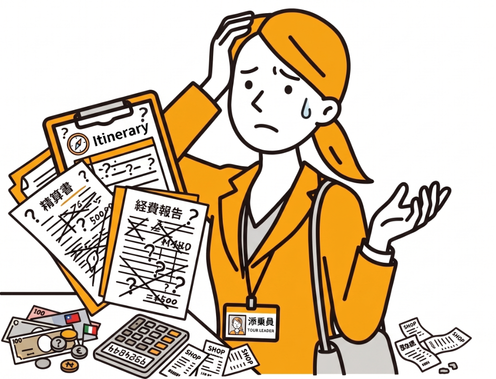 経費精算に困る旅行代理店スタッフ